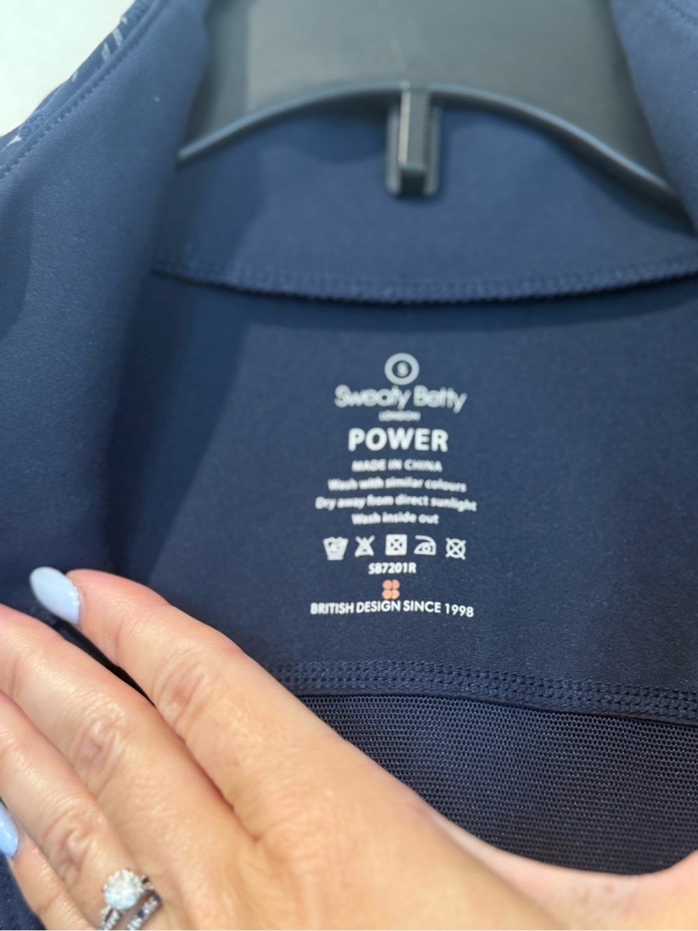 Sweaty Betty navy patterned full-zip performance jacket with silver accents - Picture 2 of 7